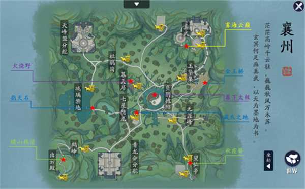天刀襄州胜景图鉴坐标